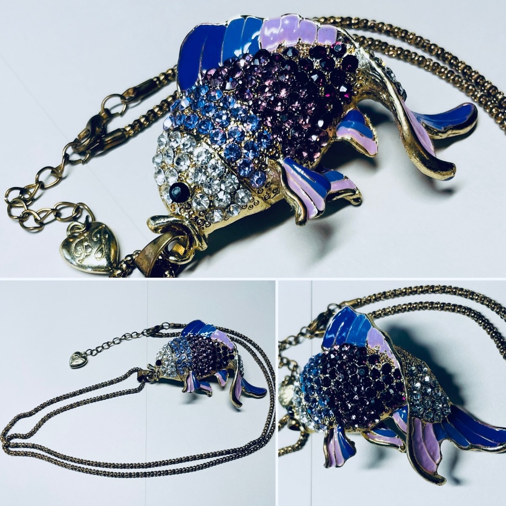 Betsey Johnson Gorgeous Purple Gem Fish Necklace